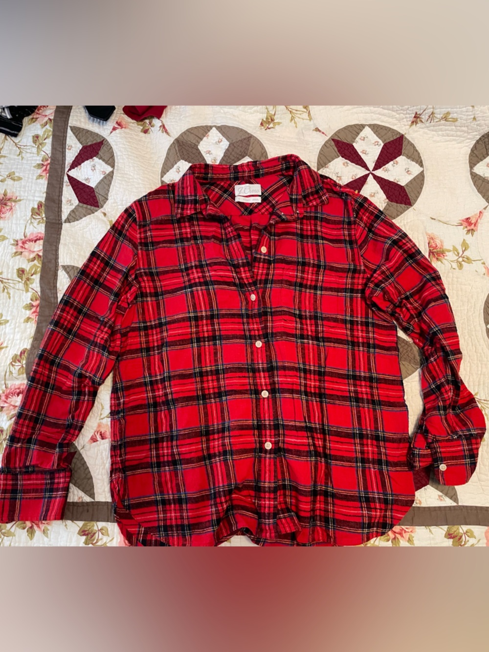 J. Crew Red and Black Plaid Button-Up Shirt